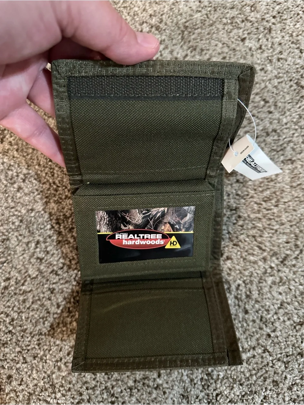 Realtree Camo Trifold Wallet with Olive Trim